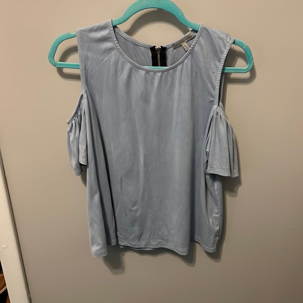 Light blue velvet blouse